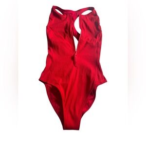 Red Cutout Swimsuit